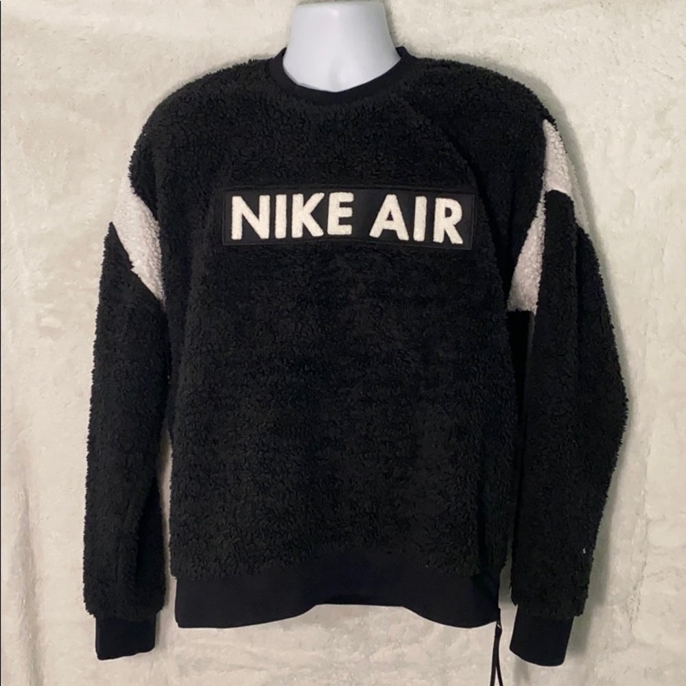 Men nike sherpa sweatshirt black white side zipper